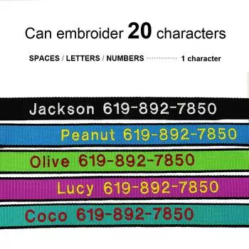 Индивидуальный большой ошейник для собак, персонализированный вышитый ошейник для щенков, поставщик вышитых собак, регулируемый для маленьких, средних и больших собак S чёрный