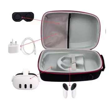Индивидуальный чехол для переноски VR, сумка для хранения гарнитуры Meta Quest 3 VR, органайзеры, сумки через плечо, большая вместимость