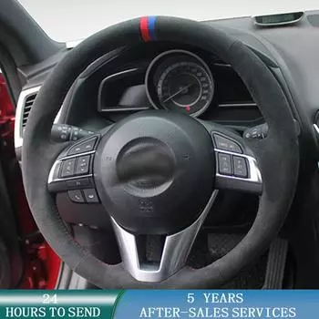 Индивидуальный чехол на руль автомобиля, замшевая кожаная оплетка для Mazda 3 Axela Mazda 6 Atenza Mazda 2 CX-3 CX3 CX-5 CX5 Scion