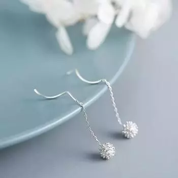 Индивидуальный дизайн Длинные серьги-одуванчики Темпераментные серьги с бахромой Серьги Ins Cold Wind серебряный