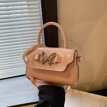 Индивидуальный дизайн с бантом модная сумка 2024 весна новая сумка через плечо иностранный стиль нежная маленькая квадратная сумка чёрный