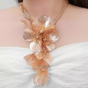 Индивидуальный дизайн с большим цветком розы, преувеличенный свадебный фестиваль, роскошное женское ожерелье, вечерние свадебные украшения золотой