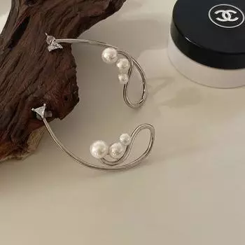 Индивидуальный дизайн, серебряные серьги-клипсы, женские, 2025 года, новые модные, высококачественные, нишевые, жемчужные серьги, модные 925 silver