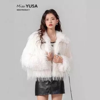 Индивидуальный мех павлина искусственный мех экологически чистый пушистый жакет осень и зима пушистый пушистый топ плюшевая женская одежда S белый