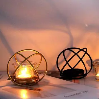 Индивидуальный скандинавский креативный железный золотой подсвечник для благовоний настольные украшения геометрический металлический подсвечник