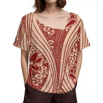 Индивидуальный традиционный полинезийский художественный принт с дизайном повседневной женской одежды, модный сексуальный дизайн с коротким вырезом, женский топ с коротким рукавом S