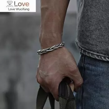 Индивидуальный винтажный хип-хоп перо серебряный цвет открытый браслет-манжета для мужчин регулируемый панк-браслет ювелирные изделия на запястье подарок