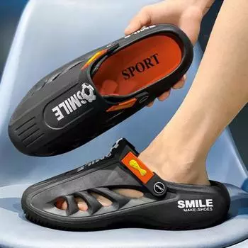 Indoor Eva Slippers For Men Hole Sandals Man House Walk Around Home Elegant Cheap Korean Style Rubber 2024 Style Casual Shoes 40