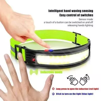 Induction LED COB Headlamp USB Rechargeable Waterproof Search Light Head Flashlight 6 Lighting Modes for Camping Fishing Hiking