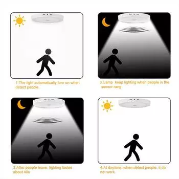 Induction Light LED Ceiling Light Auto Motion Sensor Radar Garage Attic Door Front Corridor Human Infrared Light Smart Room Lamp 20W 26cm&Cold White белый