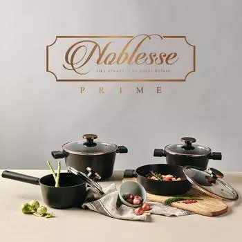 Индукционная кастрюля и кастрюля NEOFLAM Noblesse Premium (18см, 20см, 24см) Можно мыть в посудомоечной машине Без PFOA Черный 18cm