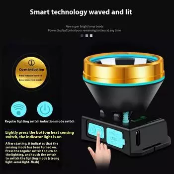 Индукционный мощный светодиодный перезаряжаемый наружный фонарь для ночного рыболовства налобный фонарь шахтерская лампа высокой мощности cool light+1battery