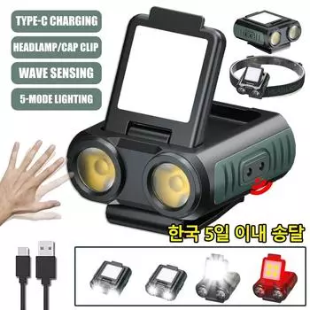 Индукционный светодиодный налобный фонарь Mini Cap Clip Light со встроенным аккумулятором 1200 мАч, перезаряжаемый через USB-порт, фонарик для кемпинга, рыбалки 1200Mah Battery