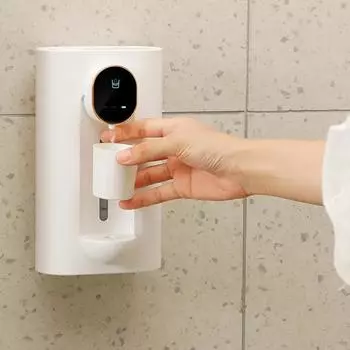 Индуктивный диспенсер для ополаскивателя полости рта, беспроводной, умный, с магнитным основанием, светодиодный экран, настенный, автоматический, для полости рта, 2 чашки белый