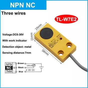 Индуктивный квадратный бесконтактный переключатель металлический датчик TL-W7 расстояние срабатывания 7 мм DC трехпроводной NPN/PNP, NO/NC, DC6-36V