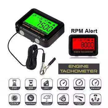 Индуктивный тахометр счетчик моточасов цифровой мотоцикл квадроцикл газонокосилка датчик двигателя ЖК-дисплей SVC оповещение RPM часы подсветка водонепроницаемый чёрный