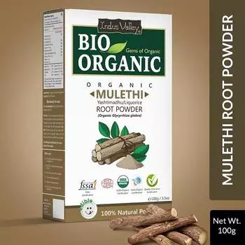 Indus Valley Bio Organic Mulethi порошок солодки голой для ухода за волосами и кожей 100г