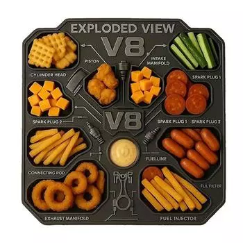 Индустриальный поднос «Ветер» для сыра, мяса и фруктов – уникальный подарок для любителей виноделия и гостеприимных хозяев One Size