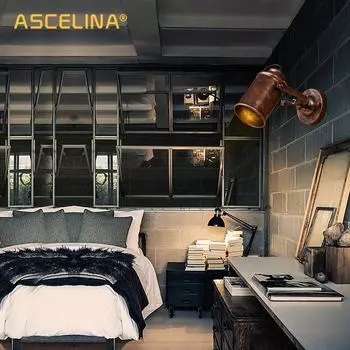 Industrial Wall Lamp Vintage Rustic Wall Light Adjustable Retro Rust Home Decor Fixture For Room Aisle Entrance staircase Loft