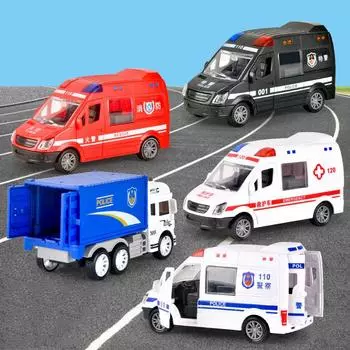 Инерционная игрушечная машина, пожарная машина, модель автомобиля скорой помощи, батарея не требуется, открывающаяся дверь, устойчивая к падению, гладкая поверхность, движение по инерции