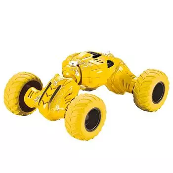 Инерционный трюковой двойной тяговый игрушечный автомобиль для скалолазания с фрикционным приводом жёлтый