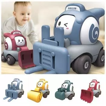 Инерция Детский мультфильм Игрушечная машинка с меняющимся лицом Свисток Инженерная машинка Игрушка Мальчик Девочка зелёный