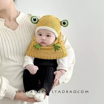 Infant and child ear protection hat Cartoon baby wool knitted hat Small moon age 2024 New versatile pullover hat