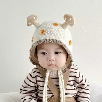 Infant and toddler hats are cute in winter, super cute boys and girls, ear protectors, pullover hats, small moon age 2024 new ear bags.