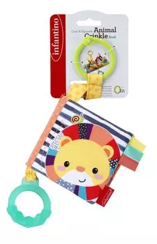 infantino Infantino Японская книга с изображением животных из ткани Shakashaka от месяцев и старше Детская книга с изображением из ткани Игрушка для коляски Игрушка для стульчика Игрушка из ткани жёлтый