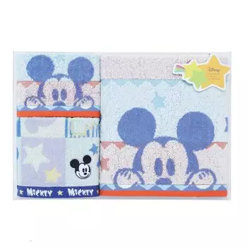 Infield Towel Disney Towel Gift Happiness Flake Small Bath Towel x Face Towel x Guest Towel x 1 Blue UCHINO WR50879 B 1, 1,