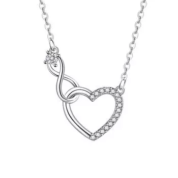 Infinite Love Pendant Necklace Women S Ring Heart Zircon Clavicle Chain Love Infinite Pendant Simple Valentine S Day Gift