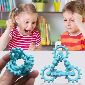 Infinity Gear Fidget Toy Снятие стресса и беспокойства Внимание Фокусировка Вращение Скручивание Переворачивание Детский Подростковый Взрослых Портативный Дорожный Сенсорный Прибор Настольный небесно-голубой