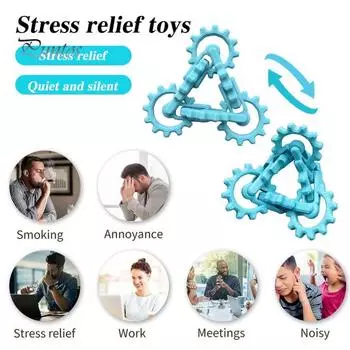 Infinity Gear Fidget Toy Снятие стресса и беспокойства Внимание Фокусировка Вращение Скручивание Переворачивание Детский Подростковый Взрослых Портативный Дорожный Сенсорный Прибор Настольный небесно-голубой