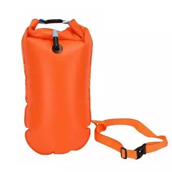 Inflatable Open Swimming Buoy Tow Float Dry Bag Double Air Bag with Waist Belt for Water Sport Swimming Storage Float Tools красный