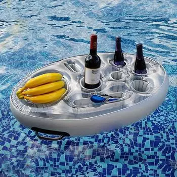 Inflatable PVC Ice Bar Self Serve Ice Tray Floating Drink Holder Portable Party Essential Porous Coaster 1pc