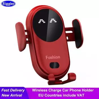 Инфракрасный датчик, беспроводное зарядное устройство, подставка в автомобиле для Iphone 12 11, кронштейн для мобильного телефона, автомобильное крепление, держатель для мобильного телефона Moblie as picture красный