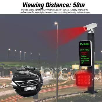 Инфракрасный осветитель 12 шт. Массив ИК-светодиодов ИК-осветитель ночного видения Широкий угол Дальнего действия Открытый чёрный