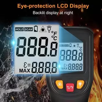 Инфракрасный термометр NJTY, бесконтактный цифровой температурный пистолет -50 градусов C ~ 600 градусов C (-58 градусов по Фаренгейту ~ 1112 градусов по Фаренгейту) с T600 оранжевый