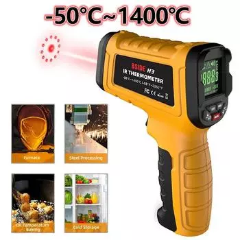 Инфракрасный термометр-пистолет -50~1400°C Профессиональный портативный цифровой ИК-ЖК-дисплей для барбекю Промышленный бесконтактный измеритель температуры