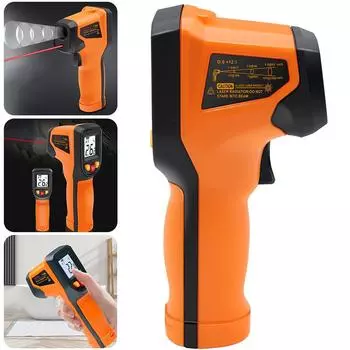 Инфракрасный термометр с подсветкой, цифровой термометр до 600 градусов по Цельсию, бесконтактный термометр для приготовления пищи на кухне оранжевый