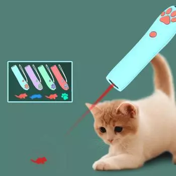 Инфракрасный тизер для кошек, 3 проекционных рисунка, долговечный источник питания, забавные светодиодные фонари для кошек Mouse зелёный