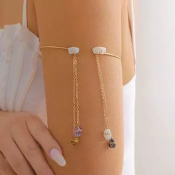 Ingemark богемный натуральный камень верхняя повязка на руку манжеты открытые браслеты для женщин длинная цепочка с кисточкой кулон на руку браслет для тела ювелирные изделия золотой