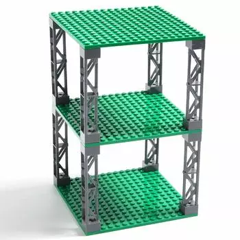 INIBUD Фундаментная плита Блок Плита Классический Совместимый 16 x 16 Potch 3 Доски 8 Столбов Комплект Двусторонний (зеленый)