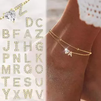 Инициал Сердце Ножной браслет Сердце Буква Ножной браслет Персонализированная монограмма Ножной браслет1 шт One Size