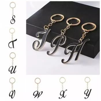Инициалы Алфавит Черный 26 Английских Букв Брелок От A до Z Алфавит Креативные Подарки На День Рождения A