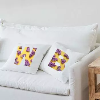 Initial A to Z Lavender Print Polyester Pillowcase Cushion Case Pillow Cover Car Sofa Living Room Home Decorative Beautiful Gift 450mm*450mm