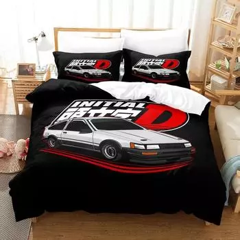 Initial D Ae86 Комплект постельного белья Single Twin Full Queen King Size Комплект постельного белья Aldult Kid Bedroom Duvetcover Sets 3D Anime Bed Sheet Set 70x133cm 2pcs