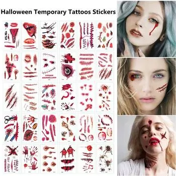 Injury Sticker Makeup Props Water Transfer Slider Temporary Tattoos Stickers Halloween Horror Scars разноцветный