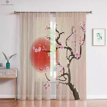 Чернильный пейзаж персиковый цвет национальный стиль принт занавеска спальня гостиная кабинет дзен декоративная занавеска домашний текстиль 2 шт W50xH130(CM)x2PCS&Rod pocket
