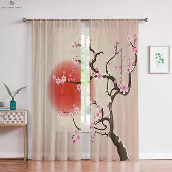 Чернильный пейзаж персиковый цвет национальный стиль принт занавеска спальня гостиная кабинет дзен декоративная занавеска домашний текстиль 2 шт W50xH130(CM)x2PCS&Rod pocket